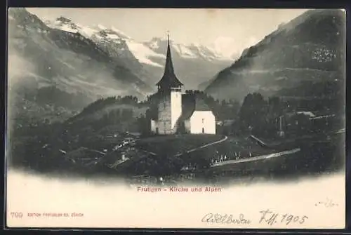 AK Frutigen, Kirche und Alpen