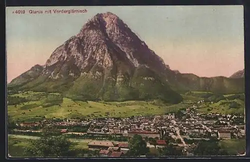 AK Glarus, Ortsansicht mit Vorderglärnisch