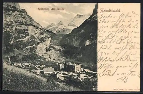 AK Grindelwald, Hotel und unterer Gletscher