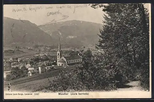 AK Moutier /Jura Bernois, Ortsansicht aus der Vogelschau