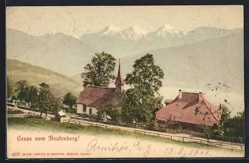 AK Beatenberg, Teilansicht mit Bergpanorama