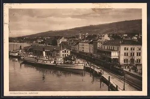 AK Rorschach, Dampfer St. Gallen im Hafen