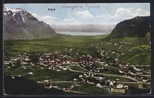 AK Aigle, Ortsansicht aus der Vogelschau