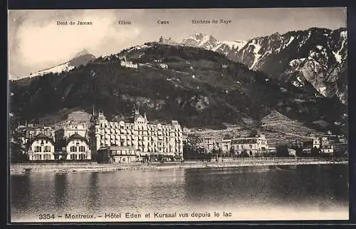 AK Montreux, Hôtel Eden et Kursaal vus depuis le lac