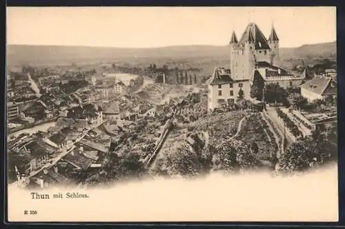 AK Thun, Stadtpanorama mit Schloss