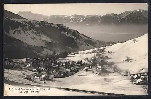 AK Les Avants, La Ville en Hiver et la Dent du Midi