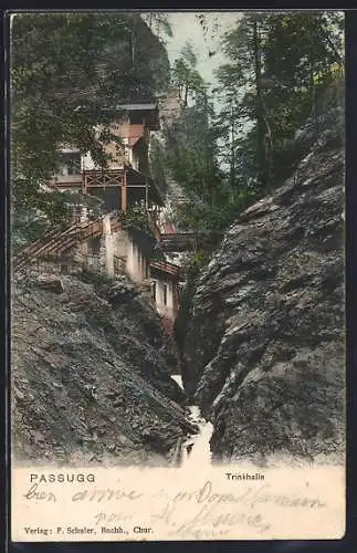 AK Passugg, Gasthaus Trinkhalle in der Schlucht