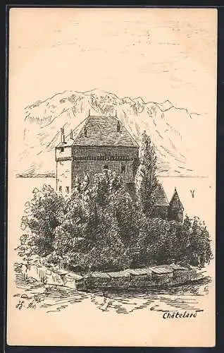 Künstler-AK Montreux, Château de Chatelard