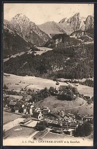 AK Château-d`Oex, Vue générale et la Gumfluh