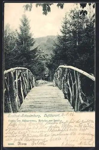 AK Schauenburg, Partie am Anlagensee, Brücke zur Insel