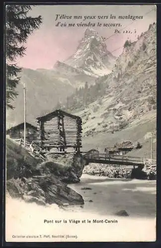 AK Zermatt, Pont sur la Viège et le Mont-Cervin