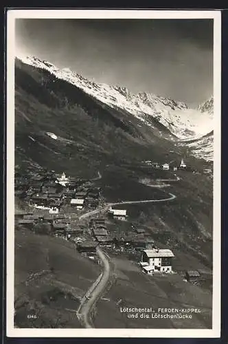 AK Ferden-Kippel / Lötschental, Ortsansicht mit der Lötschenlücke