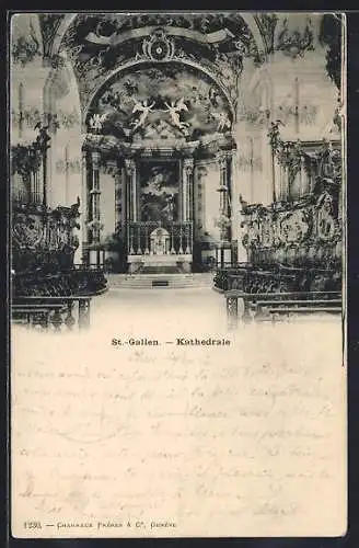 AK St. Gallen, Kathedrale, Innenansicht, Blick zum Altar
