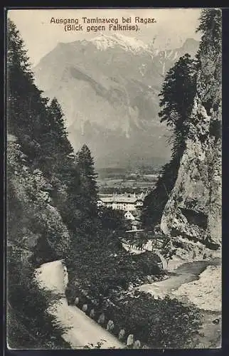 AK Ragaz, Ausgang Taminaweg, Blick gegen Falkniss