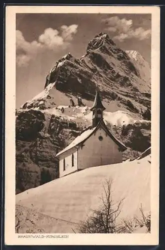 AK Braunwald, Kirchlein im Wintergewand