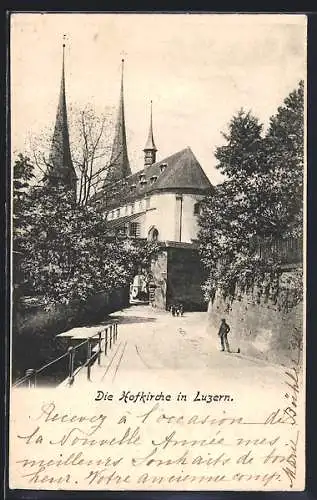AK Luzern, Strassenpartie an der Hofkirche