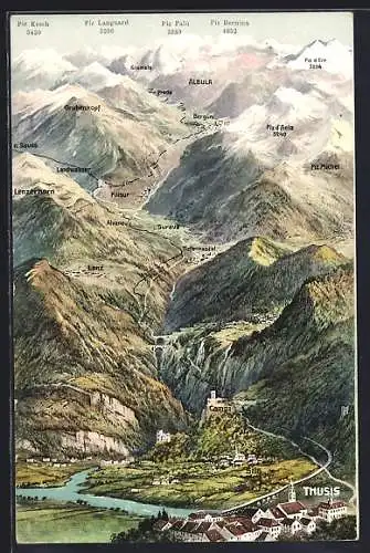 AK Thusis, Gesamtansicht mit Albulabahn