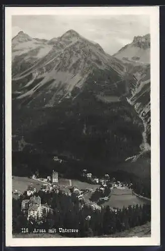 AK Arosa, Ortsansicht mit Untersee