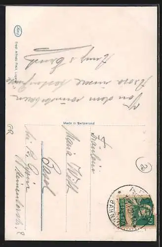 AK Arosa, Ortsansicht mit Untersee