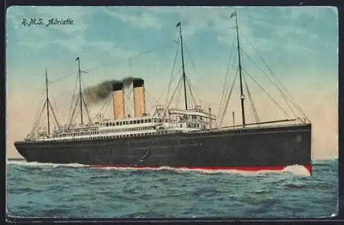 AK Passagierschiff RMS Adriatic auf hoher See