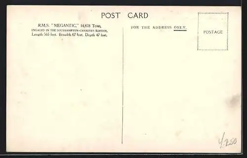 Künstler-AK sign. B. Black: Passagierschiff R. M. S. Megantic vor der Küste