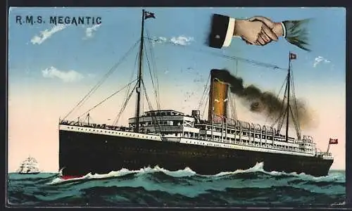 AK Passagierschiff RMS Megantic pflügt durch die Wellen