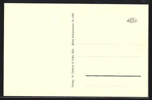 AK Kreuzer Karlsruhe der Kriegsmarine in schneller Fahrt