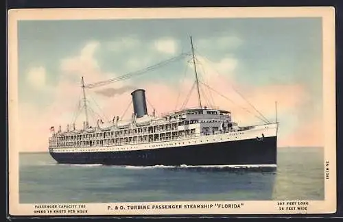 AK Passagierschiff Florida auf hoher See, P. & O. Line