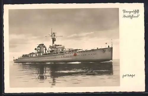 AK Panzerschiff Deutschland bei stiller See, Kriegsmarine