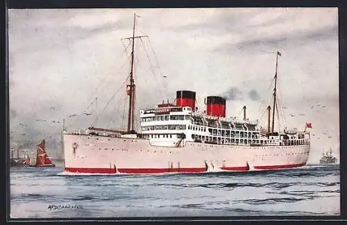 Künstler-AK M.V. Dunbar Castle in Fahrt