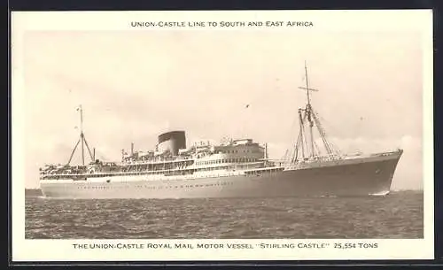 AK Passagierschiff Stirling Castle, Union-Castle Line to South and East Africa