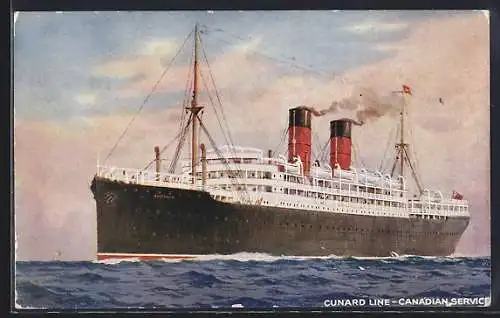 AK Passagierschiff Ascania auf hoher See, Cunard Line