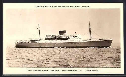 AK The Union -Castle Line S. S. Braemar Castle, Passagierschiff