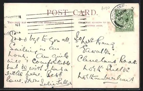 AK Post- und Passagierschiff Balmoral Castle auf hoher See