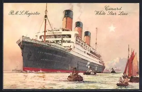 Künstler-AK Passagierschiff RMS Majestic, White Star Line