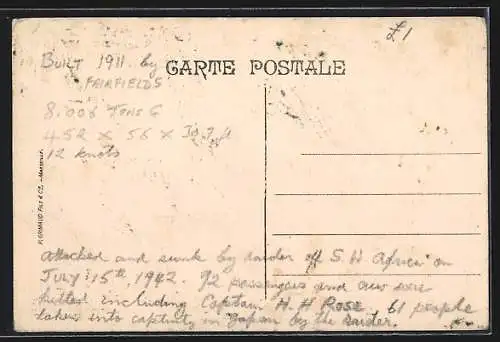 AK Passagierschiff RMS Gloucester Castle