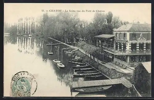 AK Chatou, La Seine vue du Pont de Chatou