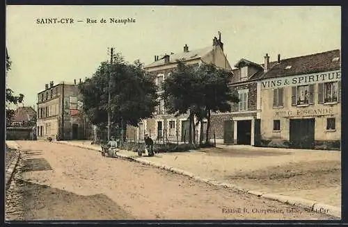 AK Saint-Cyr, Rue de Neauphle avec magasins et passants