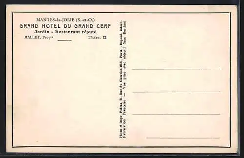 AK Mantes-la-Jolie, Hôtel du Grand Cerf et voitures anciennes devant l`entrée