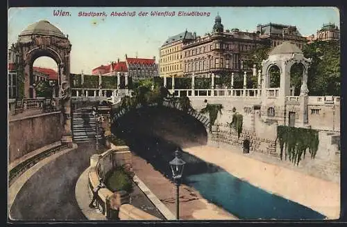 AK Wien, Stadtpark, Abschluss der Wienfluss Einwölbung