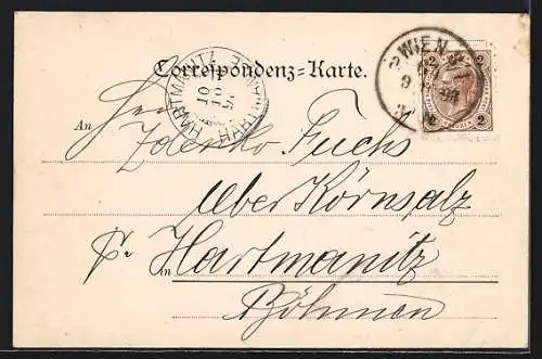 AK Wien, Franzensplatz mit Burgmusik, Fahnenübergabe