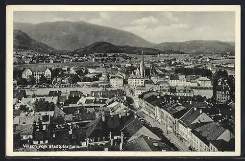 AK Villach, Stadtansicht vom Stadtpfarrturm