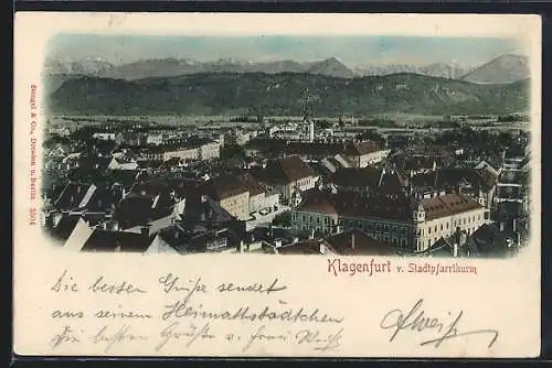 AK Klagenfurt, Stadtansicht v. Stadtpfarrthurm
