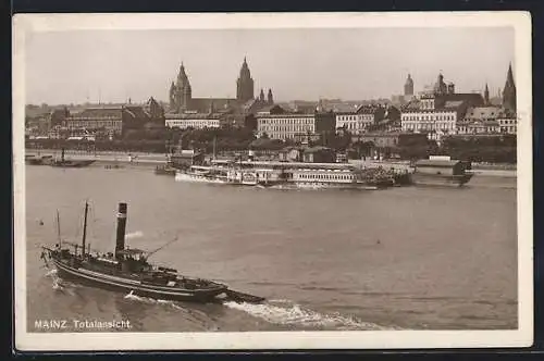 AK Mainz, Stadtpanorama vom Wasser aus