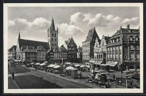 AK Trier, Hauptmarkt, Strassenbahn