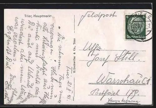 AK Trier, Hauptmarkt, Strassenbahn