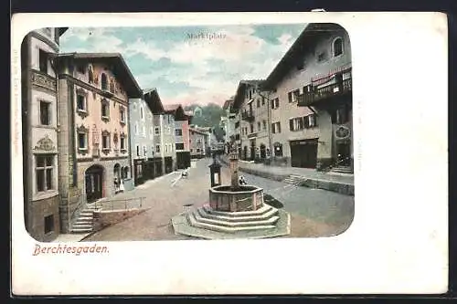 AK Berchtesgaden, Brunnen auf dem Marktplatz