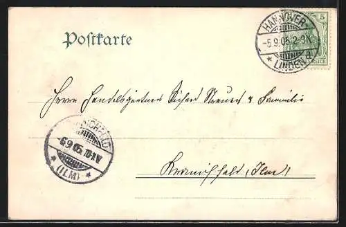 AK Hannover, Partie mit dem Schloss in Herrenhausen