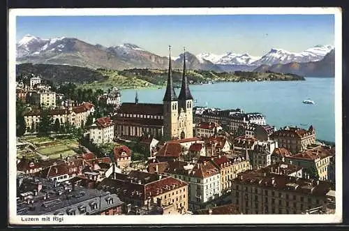 AK Luzern, Ortsansicht mit Rigi
