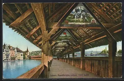 AK Luzern, Kapellbrücke-erbaut 1333 built